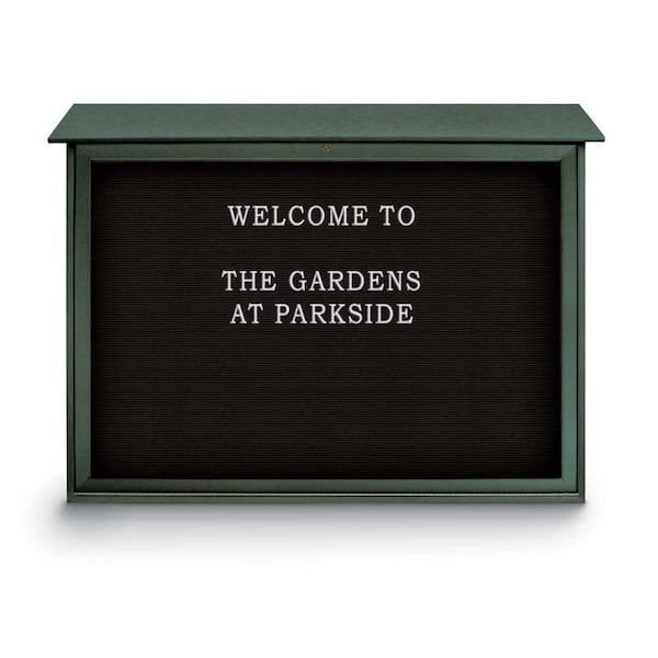 United Visual Products Indoor Enclosed Combo Board, 42"x32", Satin Frame/White Porc & Cobalt UVCB4232-WHTPORC-COBACC - main